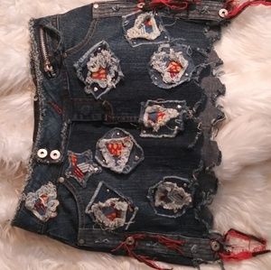 Custom Designed Handmade Blue Jean Skirt/ New